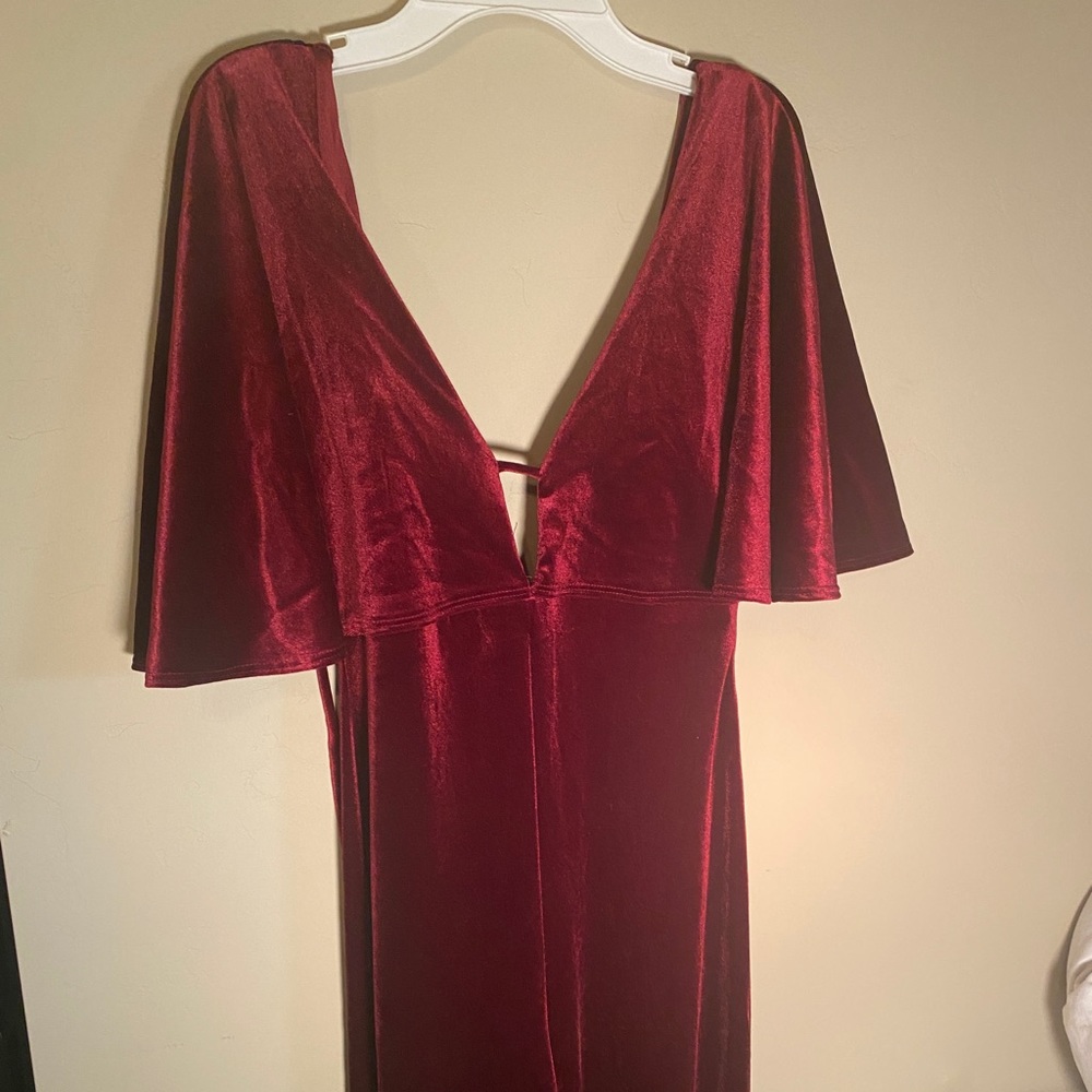 Urban outfitters red velvet jumpsuit